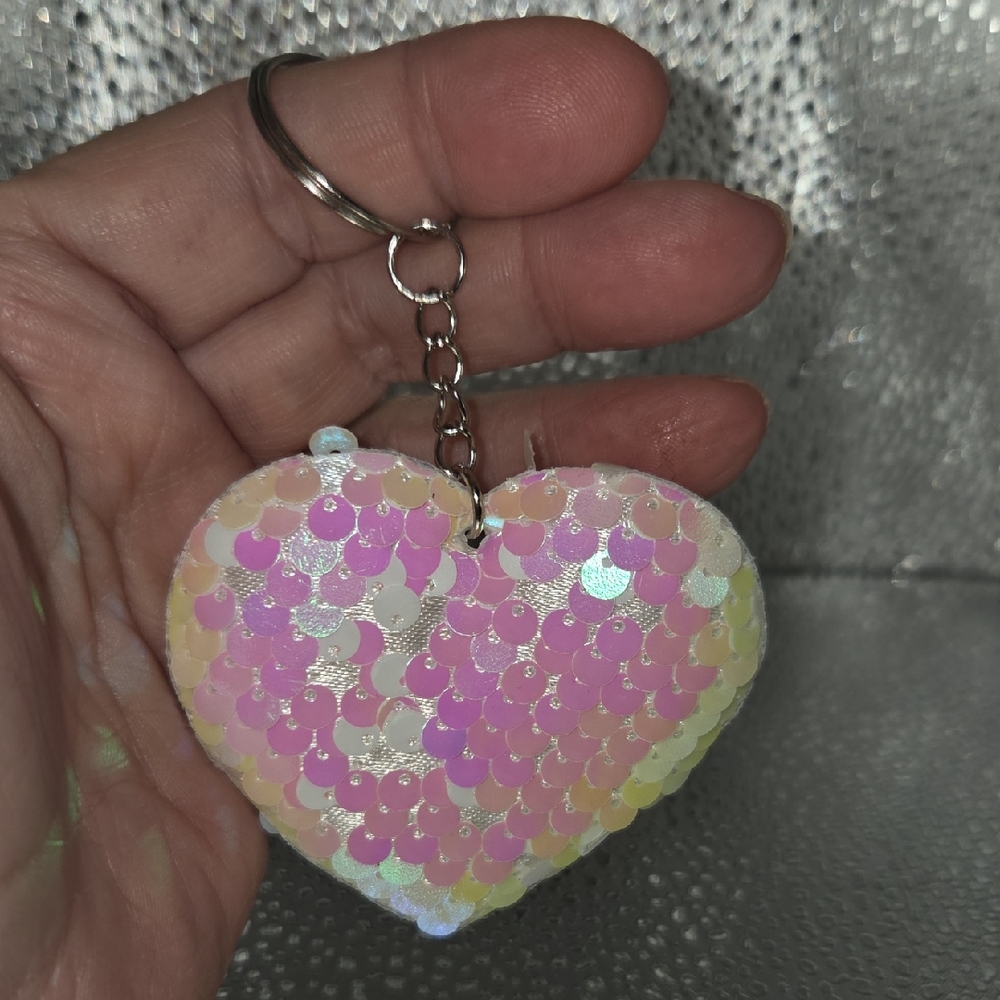 Keychain, Heart Shaped Sequin NWOT